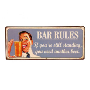 Placa vintage bar rules