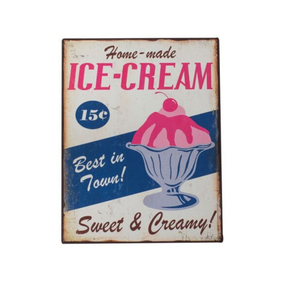 PLACA VINTAGE ICE CREAM